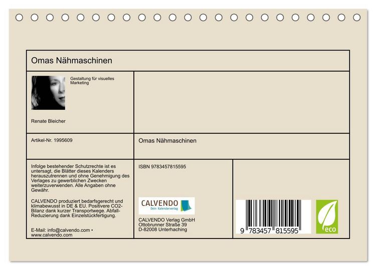 Produktbild: Omas N&auml;hmaschinen (Tischkalender 2026 DIN A5 quer), CALVENDO Monatskalender