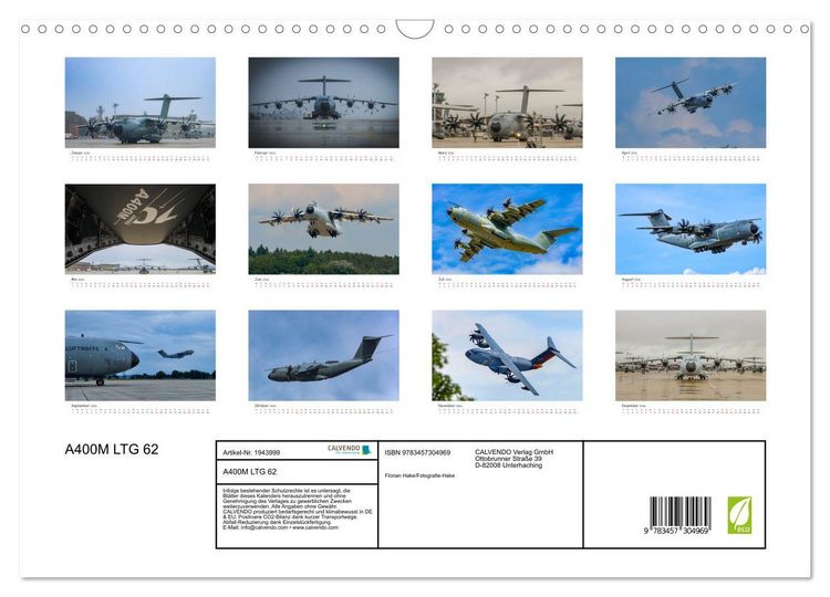 Produktbild: A400M LTG 62 (Wandkalender 2026 DIN A3 quer), CALVENDO Monatskalender