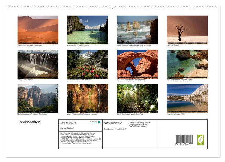 Produktbild: Landschaften (hochwertiger Premium Wandkalender 2026 DIN A2 quer), Kunstdruck in Hochglanz