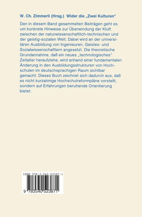 Produktbild: Wider die &bdquo;Zwei Kulturen&ldquo;