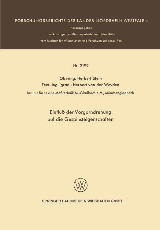 Produktbild: Einflu&szlig; der Vorgarndrehung auf die Gespinsteigenschaften