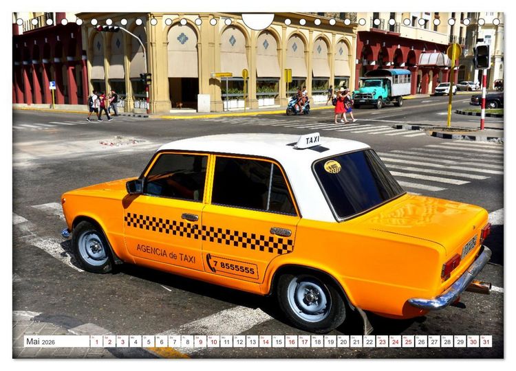 Produktbild: CUBA TAXIS - Havannas gelbe Flotte (Wandkalender 2026 DIN A4 quer), CALVENDO Monatskalender