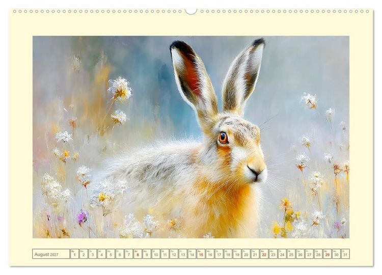 Produktbild: Wildhasen. Meister der Tarnung in offener Feldflur (hochwertiger Premium Wandkalender 2027 DIN A2 quer), Kunstdruck in Hochglanz