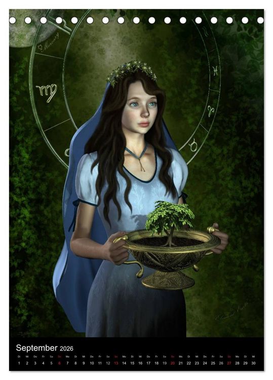 Produktbild: Unter Sternen geboren - Fantasy Tierkreis im Zeichen der Frau (Tischkalender 2026 DIN A5 hoch), CALVENDO Monatskalender