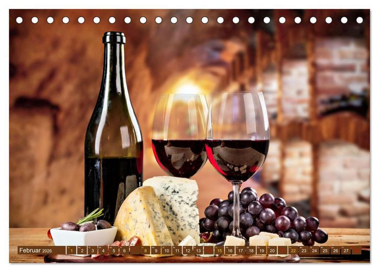 Produktbild: Gourmet K&auml;se - und Weingenuss (Tischkalender 2026 DIN A5 quer), CALVENDO Monatskalender