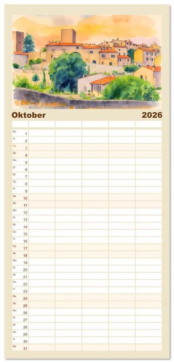 Produktbild: Familienplaner 2026 - Idylle im Latium mit 5 Spalten (Wandkalender, 21 x 45 cm) CALVENDO