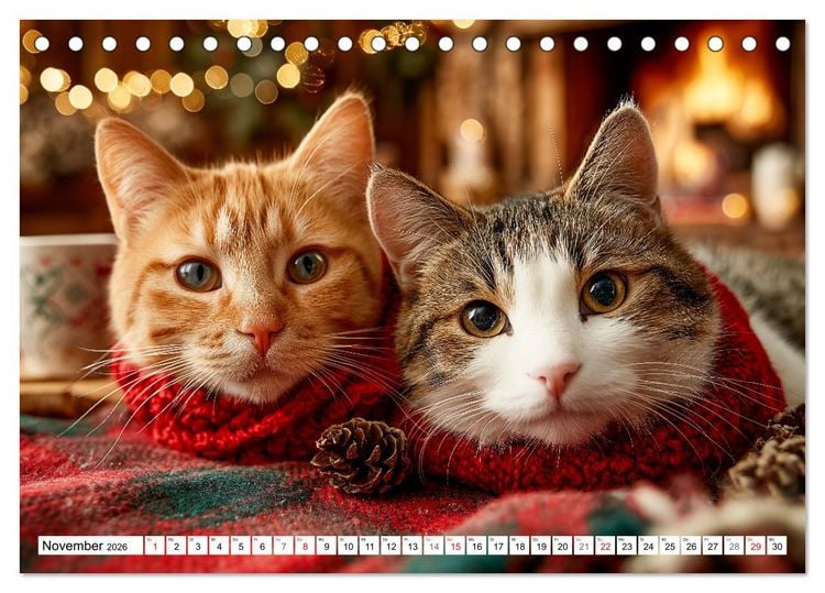 Produktbild: Katzenkalender - S&uuml;&szlig;e Katzen begleiten dich durch alle Jahreszeiten (Tischkalender 2026 DIN A5 quer), CALVENDO Monatskalender