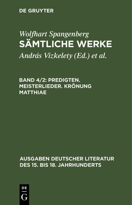 Produktbild: Predigten. Meisterlieder. Kr&ouml;nung Matthiae