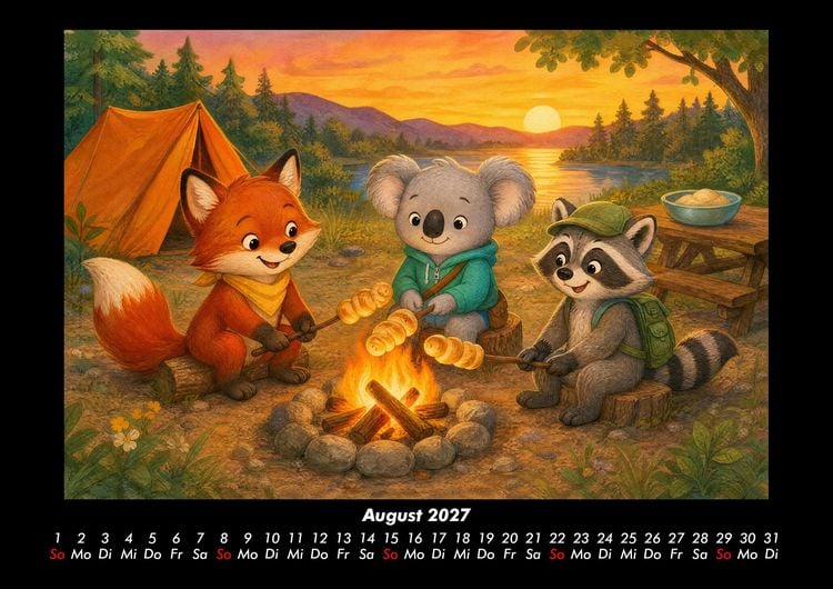 Produktbild: Camping-Abenteuer mit Finn, Kiki & Rocco 2027 Fotokalender DIN A3