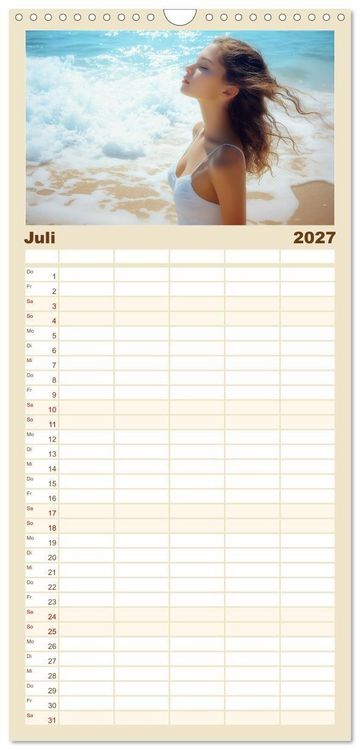 Produktbild: Familienplaner 2027 - Entspannen am Strand mit 5 Spalten (Wandkalender, 21 x 45 cm) CALVENDO