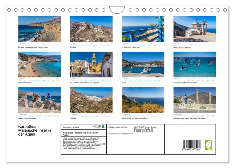 Produktbild: Karpathos - Malerische Insel in der &Auml;g&auml;is (Wandkalender 2026 DIN A4 quer), CALVENDO Monatskalender