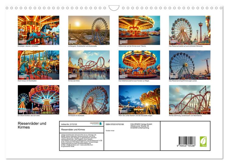 Produktbild: Riesenr&auml;der und Kirmes (Wandkalender 2026 DIN A3 quer), CALVENDO Monatskalender