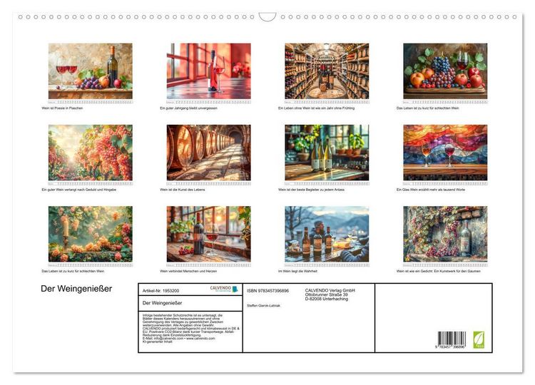 Produktbild: Der Weingenie&szlig;er (Wandkalender 2026 DIN A2 quer), CALVENDO Monatskalender