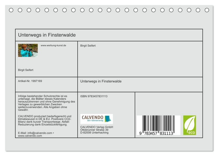 Produktbild: Unterwegs in Finsterwalde (Tischkalender 2026 DIN A5 quer), CALVENDO Monatskalender