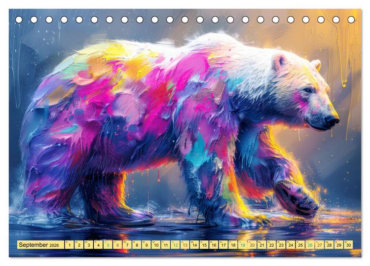 Produktbild: Tiere im Pop Art Kleid (Tischkalender 2026 DIN A5 quer), CALVENDO Monatskalender