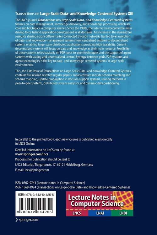 Produktbild: Transactions on Large-Scale Data- and Knowledge-Centered Systems XIII