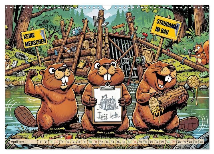 Produktbild: Lustige Biber - Comic (Wandkalender 2027 DIN A3 quer), CALVENDO Monatskalender