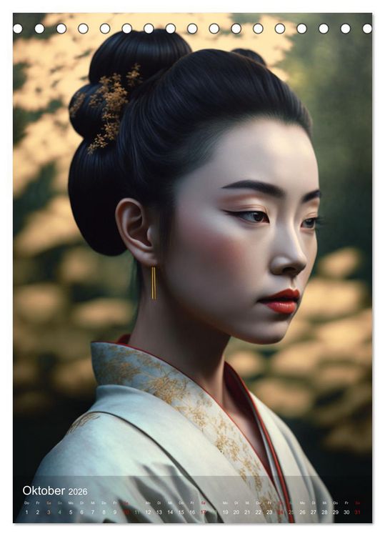 Produktbild: Wundersch&ouml;ne Portraits Japanischer Geishas (Tischkalender 2026 DIN A5 hoch), CALVENDO Monatskalender