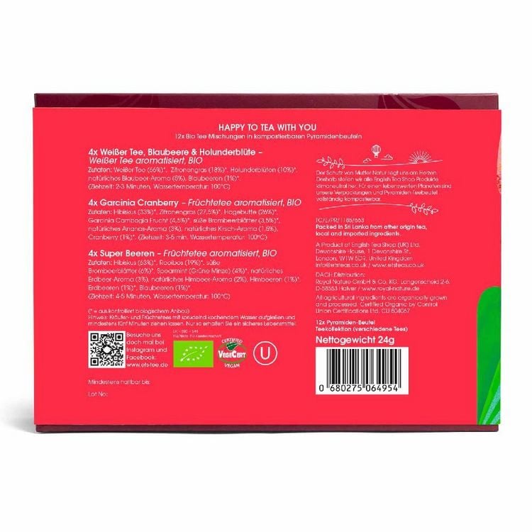 Produktbild: BIO Tee Geschenk "Loving Moments", Geschenk f&uuml;r besondere Momente, 3 Sorten, 12 kompostierbare Pyramiden-Beutel