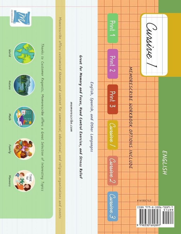 Produktbild: Handwriting Practice Workbook - Numbers from 1 to 50 - Words and Numbers - Cursive, Level 1