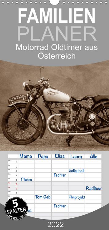 Produktbild: Familienplaner Motorrad Oldtimer aus &Ouml;sterreich (Wandkalender 2022 , 21 cm x 45 cm, hoch)