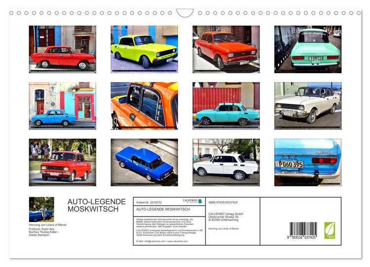 Produktbild: AUTO-LEGENDE MOSKWITSCH (Wandkalender 2026 DIN A3 quer), CALVENDO Monatskalender