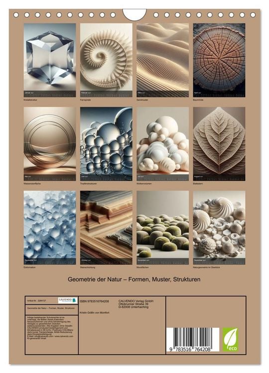 Produktbild: Geometrie der Natur &ndash; Formen, Muster, Strukturen (Wandkalender 2027 DIN A4 hoch), CALVENDO Monatskalender