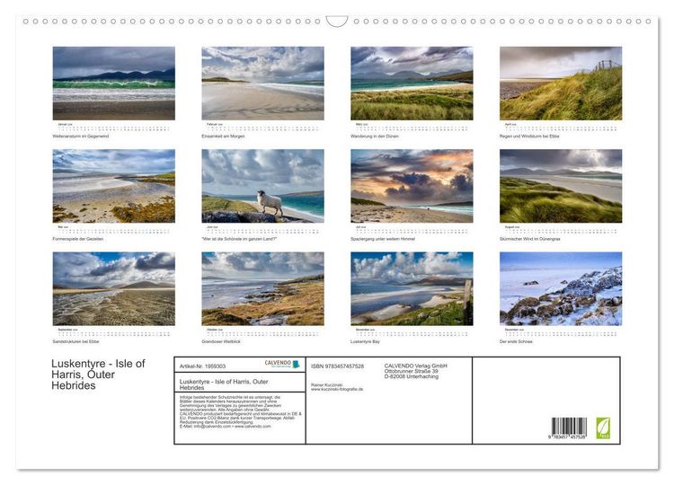 Produktbild: Luskentyre - Isle of Harris, Outer Hebrides (Wandkalender 2026 DIN A2 quer), CALVENDO Monatskalender