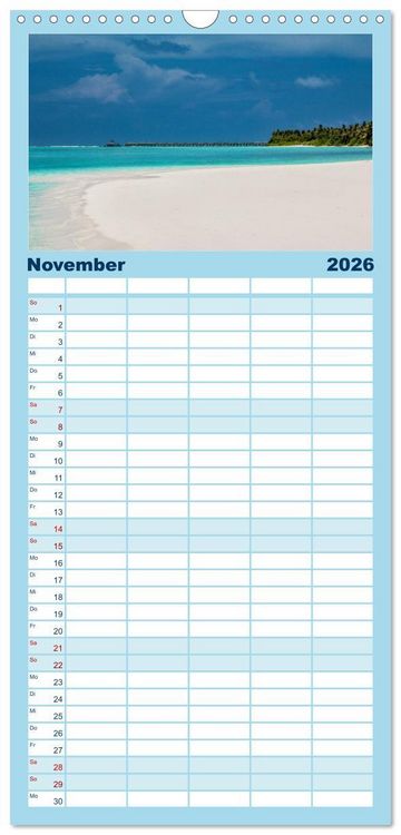 Produktbild: Familienplaner 2026 - Malediven &ndash; Das Paradies im Indischen Ozean III mit 5 Spalten (Wandkalender, 21 x 45 cm) CALVENDO