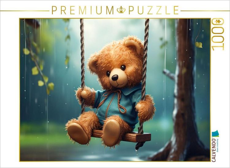 Produktbild: CALVENDO Puzzle Teddyb&auml;r auf der Schaukel | 1000 Teile Lege-Gr&ouml;&szlig;e 64x48cm Foto-Puzzle f&uuml;r gl&uuml;ckliche Stunden