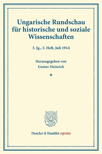 Produktbild: Ungarische Rundschau f&uuml;r historische und soziale Wissenschaften.