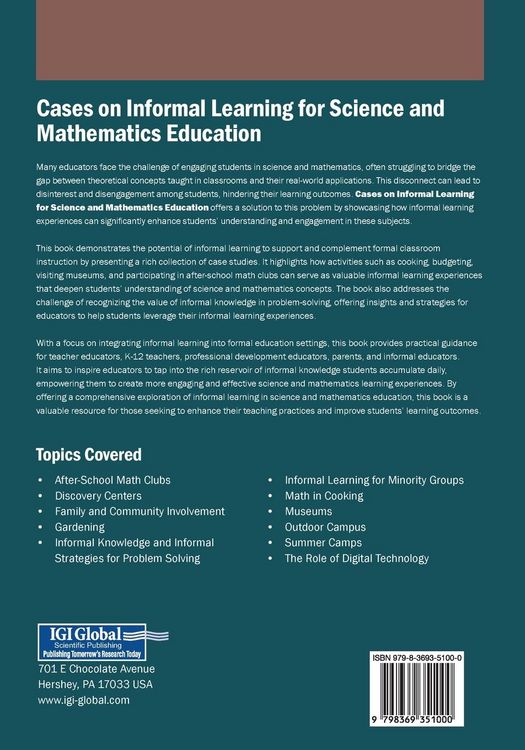 Produktbild: Cases on Informal Learning for Science and Mathematics Education