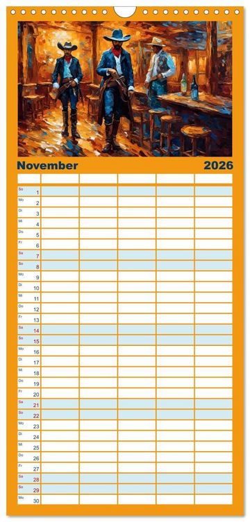 Produktbild: Familienplaner 2026 - Wild West Moments mit 5 Spalten (Wandkalender, 21 x 45 cm) CALVENDO