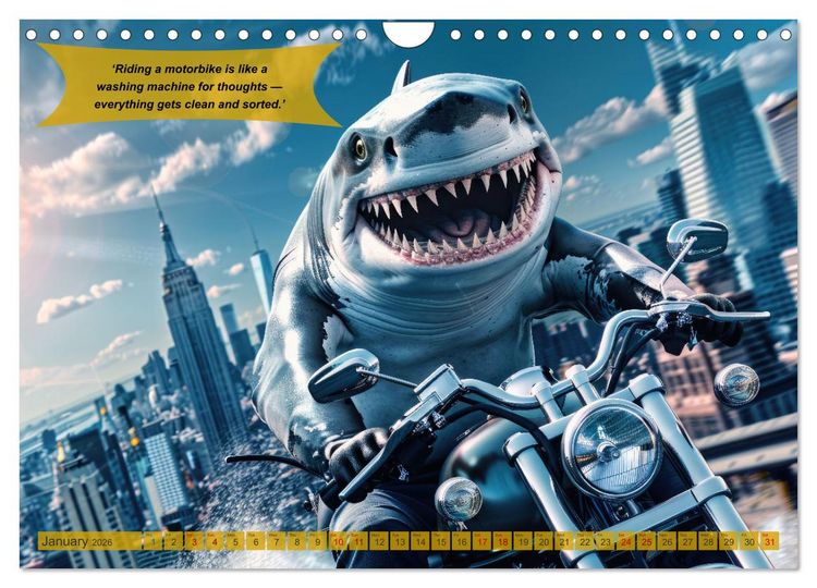 Produktbild: Funny animals as motorbike riders (Wall Calendar 2026 DIN A4 landscape), CALVENDO 12 Month Wall Calendar