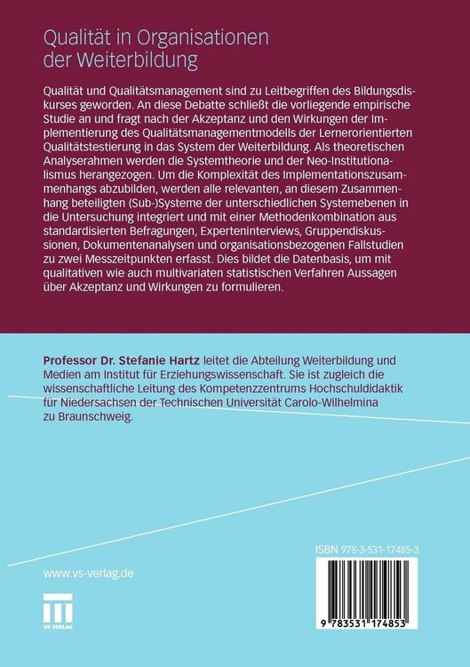 Produktbild: Qualit&auml;t in Organisationen der Weiterbildung