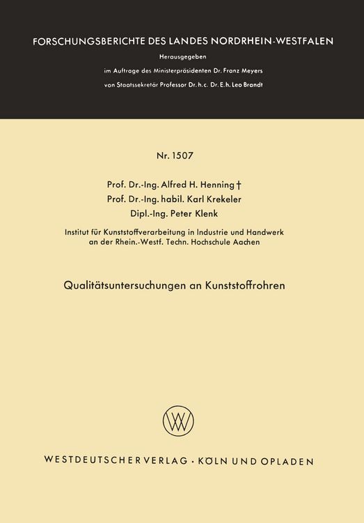 Produktbild: Qualit&auml;tsuntersuchungen an Kunststoffrohren