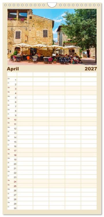 Produktbild: Familienplaner 2027 - San Gimignano, die Stadt der T&uuml;rme mit 5 Spalten (Wandkalender, 21 x 45 cm) CALVENDO