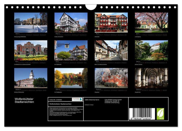 Produktbild: Wolfenb&uuml;tteler Stadtansichten (Wandkalender 2026 DIN A4 quer), CALVENDO Monatskalender