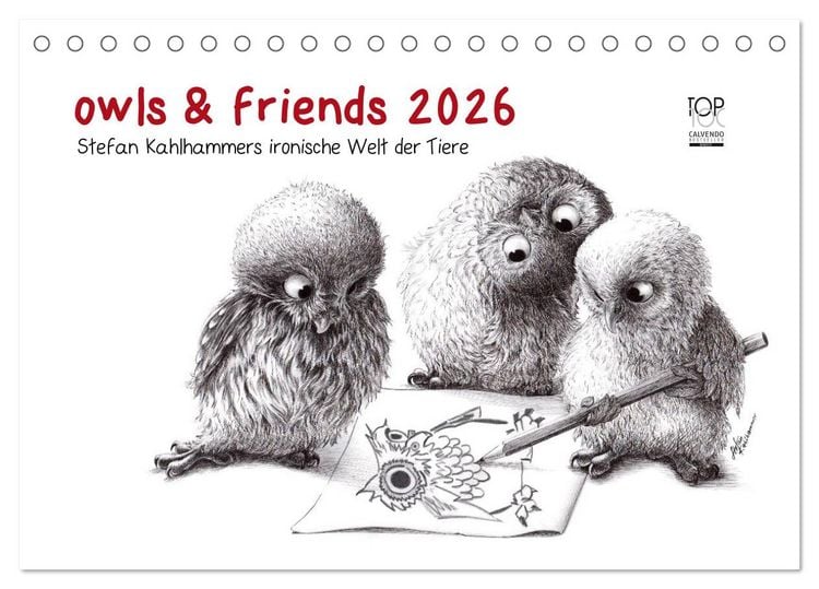 Produktbild: owls & friends 2026 (Tischkalender 2026 DIN A5 quer), CALVENDO Monatskalender