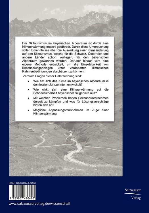 Produktbild: Der Klimawandel und seine Auswirkung auf die Skigebiete im bayrischen Alpenraum