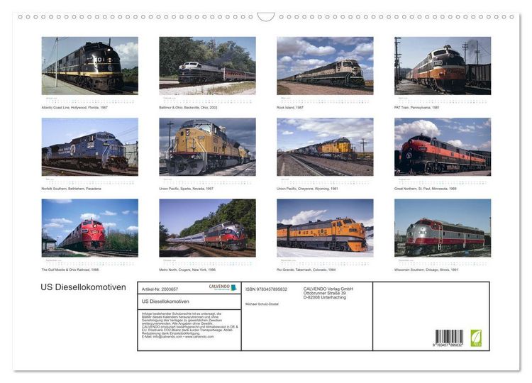 Produktbild: US Diesellokomotiven (Wandkalender 2026 DIN A2 quer), CALVENDO Monatskalender