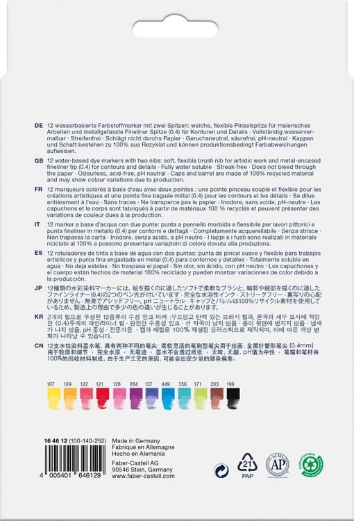 Produktbild: Faber-Castell Tuschestift Dual Marker Goldfaber Aqua, 12er Set