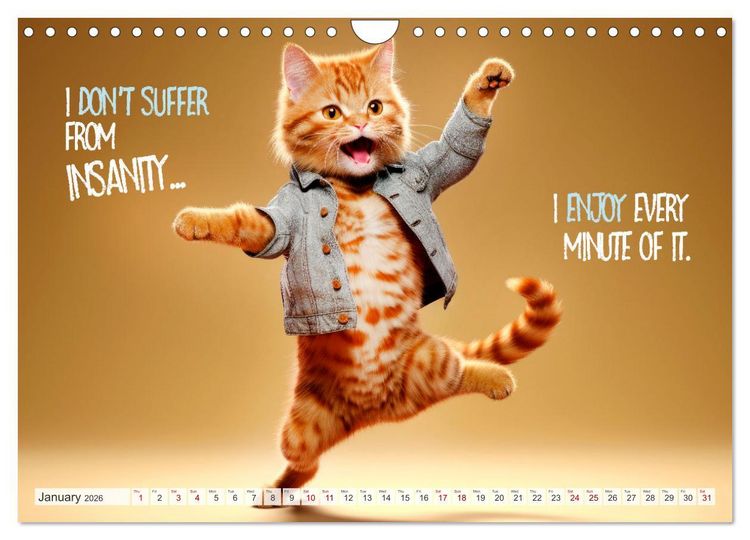 Produktbild: WITTY CATS Cool sayings (Wall Calendar 2026 DIN A4 landscape), CALVENDO 12 Month Wall Calendar