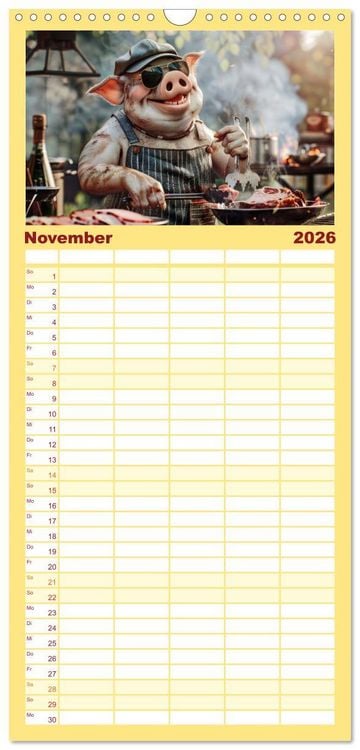 Produktbild: Familienplaner 2026 - Tierisch lustige Grillmeister mit 5 Spalten (Wandkalender, 21 x 45 cm) CALVENDO
