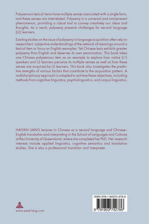 Produktbild: The Perception and Acquisition of Chinese Polysemy
