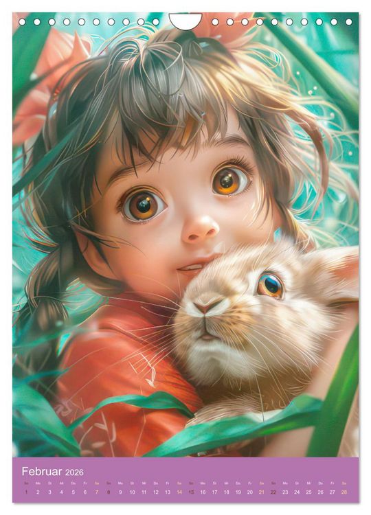 Produktbild: Manga Kinder - Unersch&uuml;tterliche Tierliebe (Wandkalender 2026 DIN A4 hoch), CALVENDO Monatskalender