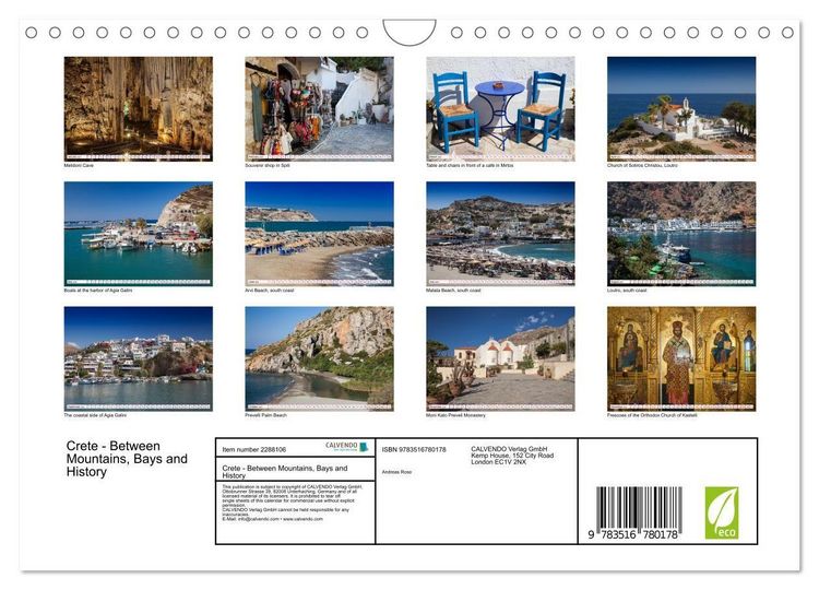 Produktbild: Crete - Between Mountains, Bays and History (Wall Calendar 2027 DIN A4 landscape), CALVENDO 12 Month Wall Calendar