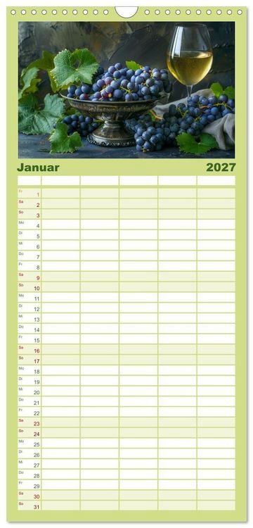Produktbild: Familienplaner 2027 - Wein begeistert mit 5 Spalten (Wandkalender, 21 x 45 cm) CALVENDO