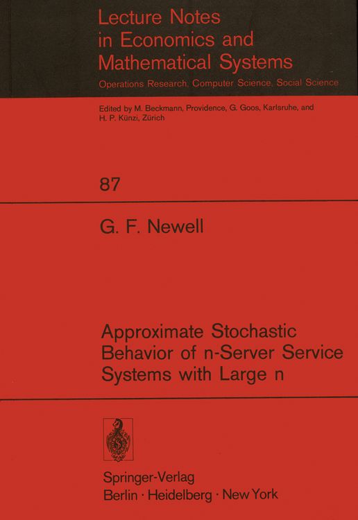 Produktbild: Approximate Stochastic Behavior of n-Server Service Systems with Large n