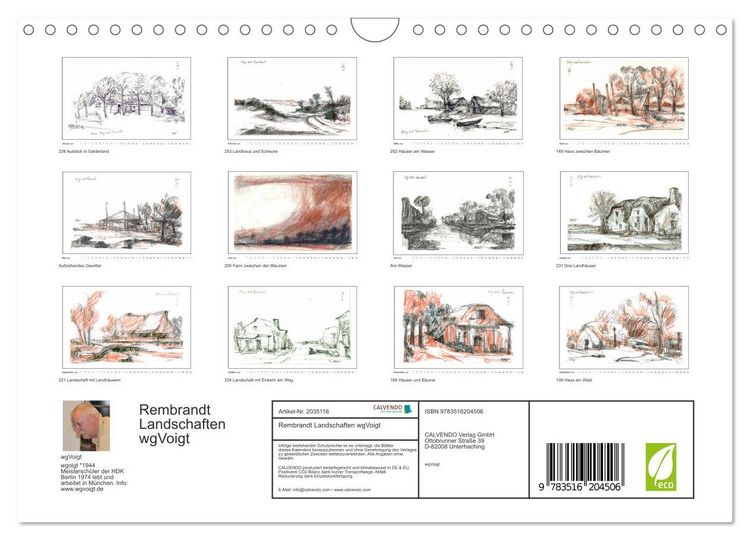 Produktbild: Rembrandt Landschaften wgVoigt (Wandkalender 2026 DIN A4 quer), CALVENDO Monatskalender
